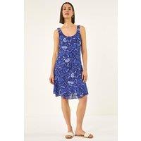 Roman Women's Floral Print Double Layer Dress in Navy | Size: 10