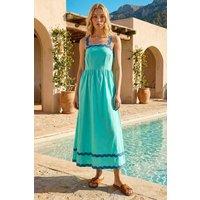 Roman Women's Cotton Ric Rac Midi Dress in Turquoise | Size: 18