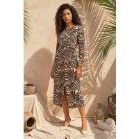 Roman Women's Petite Abstract Print Knot Front Dress | Size: 18