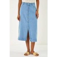 Dusk Women's Denim Button Skirt in Light Blue | Size: 16