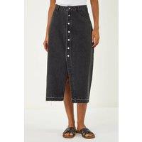 Dusk Women's Denim Button Skirt in Charcoal | Size: 10