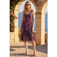 Roman Women's Peacock Print Panel Dress in Dark Pink | Size: 20