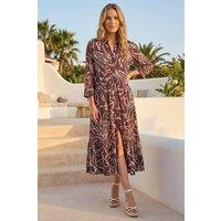 Roman Women's Petite Tiered Midi Dress in Chocolate | Size: 18