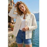 Roman Women's Broderie Cotton Lace Jacket in Ivory | Size: 10