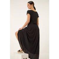 Roman Women's Textured Floral Lace Maxi Dress in Black | Size: 10