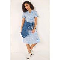 Roman Women's Stripe Print Midi Shirt Dress in Blue | Size: 20
