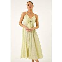 Roman Women's Petite Gingham Twist Front Dress in Green | Size: 18
