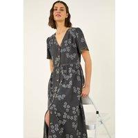 Roman Women's Floral Denim Shirt Dress in Black | Size: 18