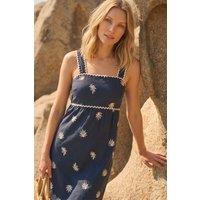 Roman Women's Leaf Print Ric Rac Midi Dress in Black | Size: 20