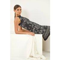 Roman Women's Floral Motif Shift Dress in Black | Size: 10