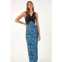 Roman Women's Twist Front Stretch Midi Dress in Blue | Size: 18