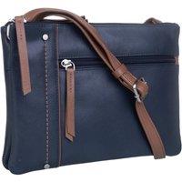 Mala leather Women's Orta Double Pocket Classic Leather Two Tone Cross Body Bag in Navy