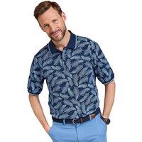 Pegasus Men's 100% Cotton Palm Print Polo Shirt, Short Sleeve, Flat Knit Collar in Navy | Size: 3XL