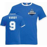 Leicester City FC Men's Mens Jamie Vardy Leicester Ringer Tee in Blue | Size: XL