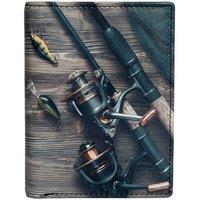 Mala leather Men's Kalmin Fishing Printed Compact Card Holder Wallet in Black
