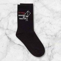 60 SECOND MAKEOVER Men's I'd Rather Be Driving My Tractor Black Calf Socks