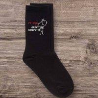 60 SECOND MAKEOVER Men's I'd Rather Be On My Computer Black Calf Socks