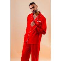 Lulabay Men's Personalised Jersey Long Pyjamas in Red | Size: Small