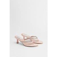 Oasis Women's Narla Faux Leather Diamente Detail Toe Post Heels in Pink | Size: 6
