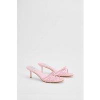 Oasis Women's Karla Faux Leather Bow Detail Medium Stiletto Heel Mules in Pink | Size: 8