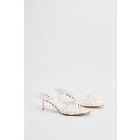 Oasis Women's Karla Faux Leather Bow Detail Medium Stiletto Heel Mules in White | Size: 7