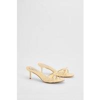 Oasis Women's Karla Faux Leather Bow Detail Medium Stiletto Heel Mules in Yellow | Size: 6