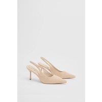 Oasis Women's Annabelle Faux Suede Slingback High Stiletto Heeled Pointed Court Shoes in Beige | Size: 3