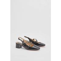 Oasis Women's Tara Faux Leather Slingback Mary Jane Flats in Black | Size: 6