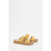 Oasis Women's Annalysee Faux Suede Open Toe Footbed Sandals in Mustard | Size: 6