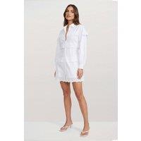 MissPap Women's Embroidered Broderie Collared Mini Dress in White | Size: 10