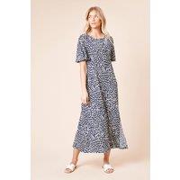 Dorothy Perkins Women's Navy Leopard Angel Sleeve Midi Dress | Size: 18