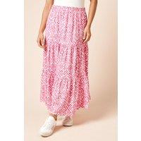 Dorothy Perkins Women's Petite Printed Tiered Maxi Jersey Skirt in Pink | Size: 6