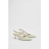 Dorothy Perkins Women's Luneth Faux Leather Kitten Heel Slingback Court Shoes in Mint | Size: 7