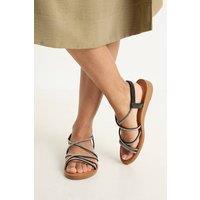 Good For the Sole Women's : Tippie Diamante Trim Comfort Flat Sandals in Black | Size: 8