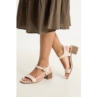 Dorothy Perkins Women's Good For The Sole: Avani Comfort Low Block Heel Faux Leather Ankle Strap Sandals in Beige | Size: 4