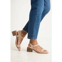 Dorothy Perkins Women's Good For The Sole: Avani Comfort Low Block Heel Faux Leather Ankle Strap Sandals in Khaki | Size: 6