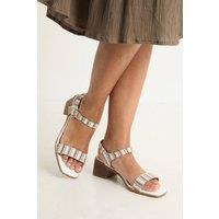 Dorothy Perkins Women's Good For The Sole: Avani Low Block Heel Faux Leather Ankle Strap Sandals - Comfort in White | Size: 5