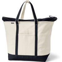Lands' End Women's Extra Large Zip Top Canvas Tote Bag in Ecru