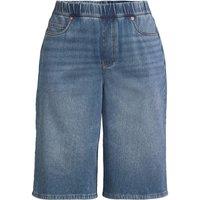 Lands' End Women's Plus Starfish Knit Denim Bermuda Shorts - 12-inch in Mid Blue | Size: 20-22