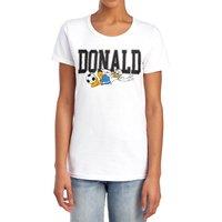 Disney Women's Donald Duck Football Kick Tee, White | Size: 2XL