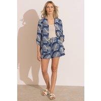 Klass. Women's Embroidered Pull On Cotton Shorts in Blue | Size: 18