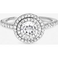 Jon Richard Women's Rhodium Plated Cubic Zirconia Halo Ring in Silver | Size: Large