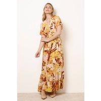 Blue Vanilla Women's Multi Tropical V Front Shirred Waist Maxi Dress | Size: Large/XL