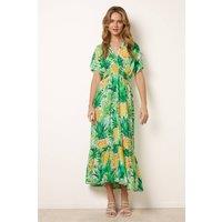 Blue Vanilla Women's Green Pineapple Double V Midi Dress | Size: Medium/Large