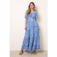 Blue Vanilla Women's Blue Ladder Trim Detailing Bardot Dress | Size: Medium