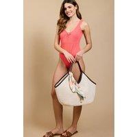 Little Mistress Women's Rosalind Coral Textured Stripe Swimsuit | Size: 20