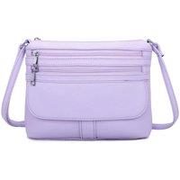 Fontanella Fashion Women's Quadruple Zips PU Messenger Bag in Lilac