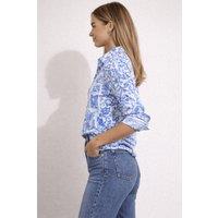Style Cheat Women's Blue Paisley Button-Up Shirt | Size: 14