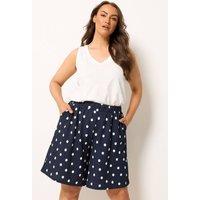 Yours Women's Polka Dot Shorts in Dark Navy | Size: 16