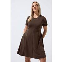 Yours Women's Short Sleeve Skater Dress in Chocolate | Size: 16
